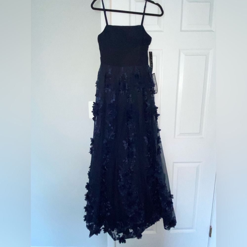 Trixxi Twilight Blue Floral Formal Dress